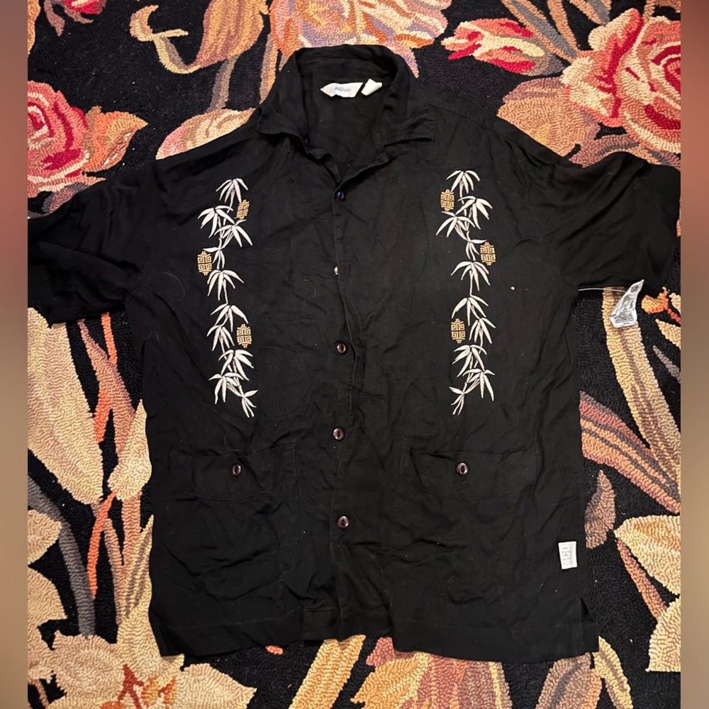 Men’s rayon 1950’s reproduction Black Casual Button Down Shirt